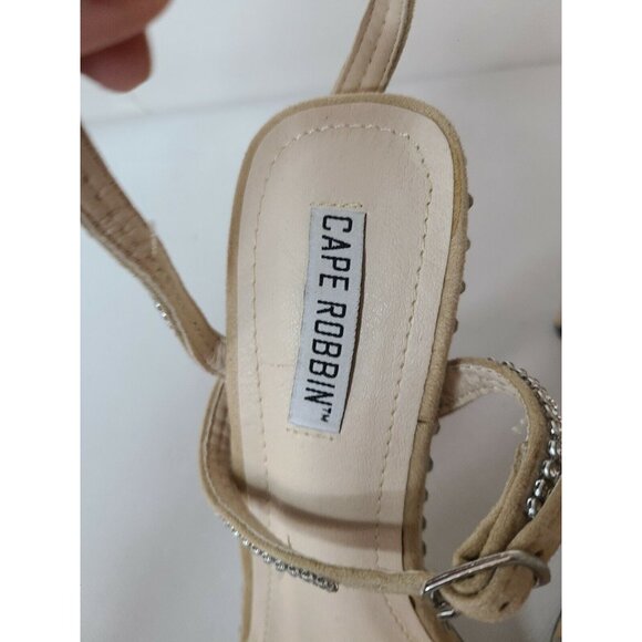 Cape Robbin Womens Hollywood Heels Size 8 Nude Strappy Rhinestones Sandals Prom - Picture 6 of 11
